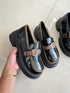 Buckle Straps Decor Thick Soled Round Toe Shoes